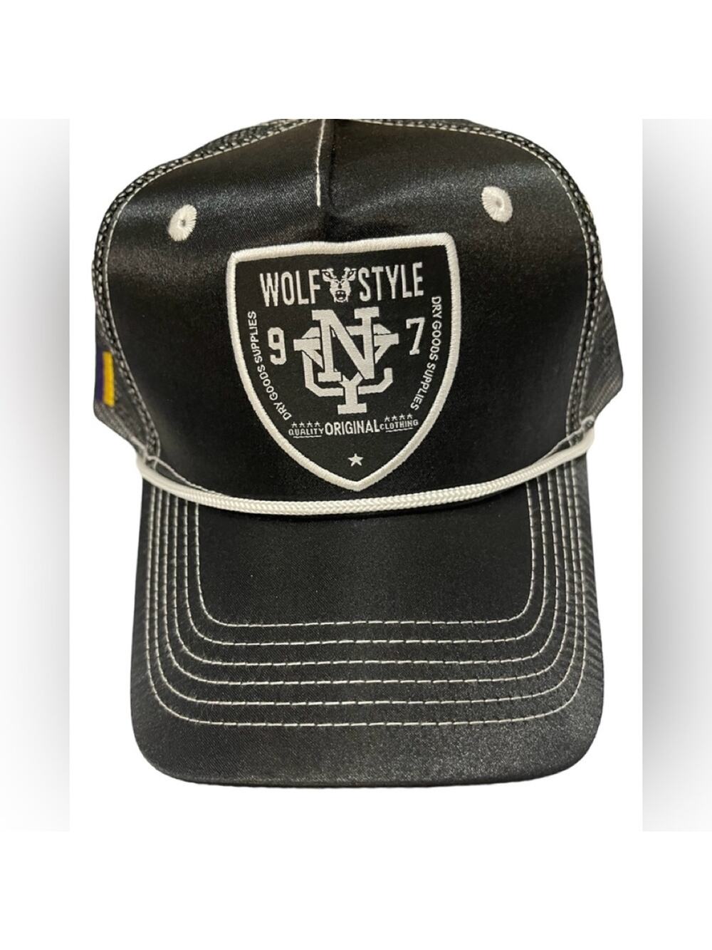 Wolf Style NYC Black Snap Back Baseball Cap with White Stitching